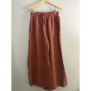 Back Beat Co Women’s L Pants Wide Leg Tencel Drawstring Orange/Rust Pants